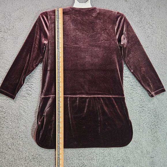 Lauren Ralph Lauren Tunic Top Blouse Womens‎ Small Velvet Gold Button Purple - S - Picture 9 of 12